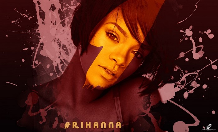 Rihanna illustration with paint splatters