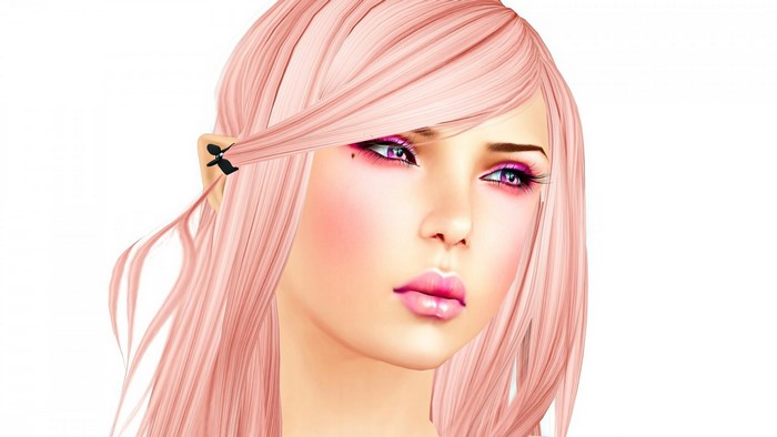 face long hair CGI hair nose pink skin
