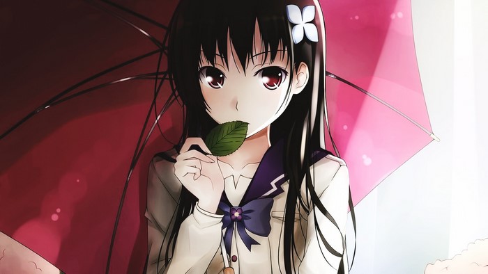 Chihiro Furuya from Sankarea holding a leaf