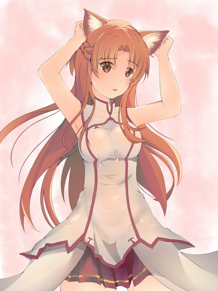Yuuki Asuna from Sword Art Online with cat ears
