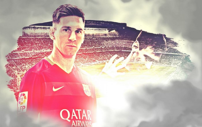 Lionel Messi in Red FC Barcelona Jersey
