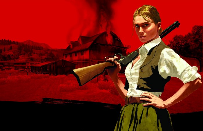 Bonnie Macfarlane from Red Dead Redemption with a rifle