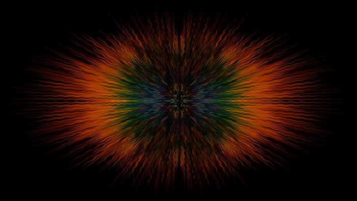Abstract radial explosion of colorful wavy lines