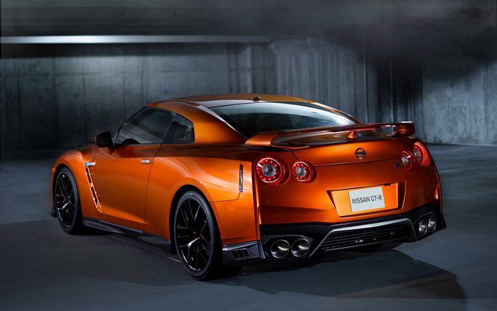 Orange Nissan GT-R R35 Sports Car Rear View