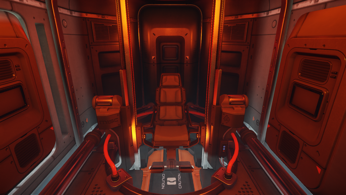 Interior of a MISC Starfarer cockpit in Star Citizen