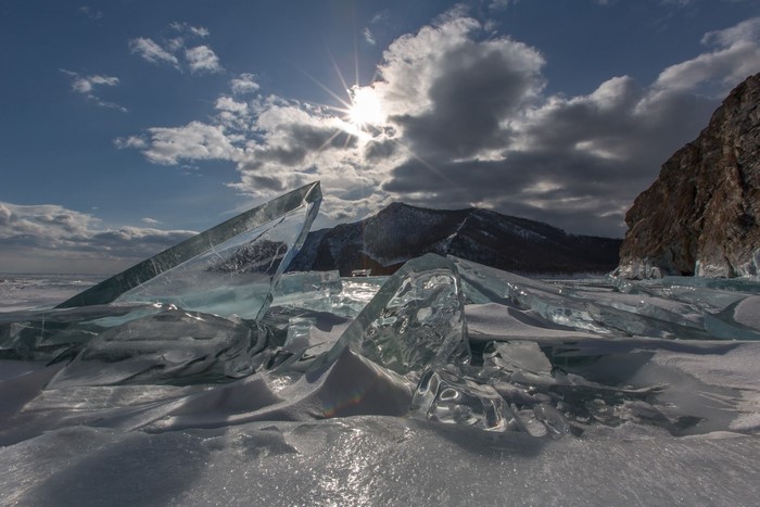 Ice formations on Lake Baikal in winter