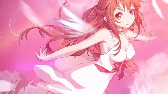 Anime girl with pink hair and wings