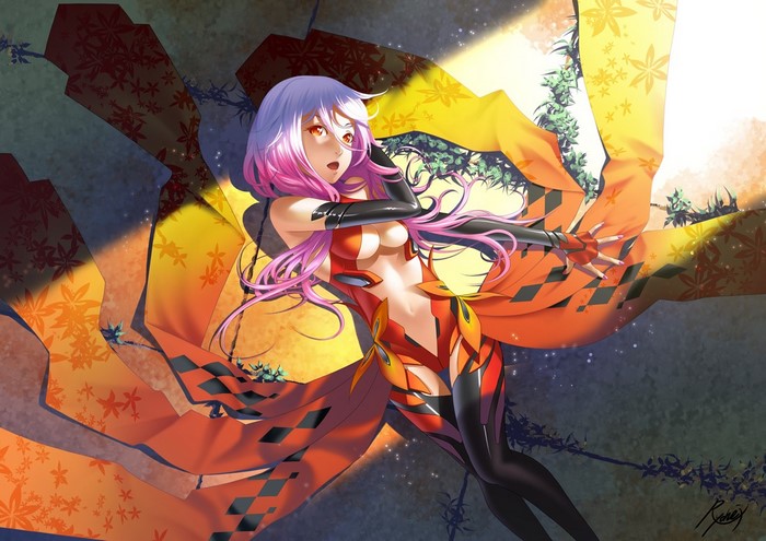 Yuzuriha Inori from Guilty Crown in an orange and yellow outfit