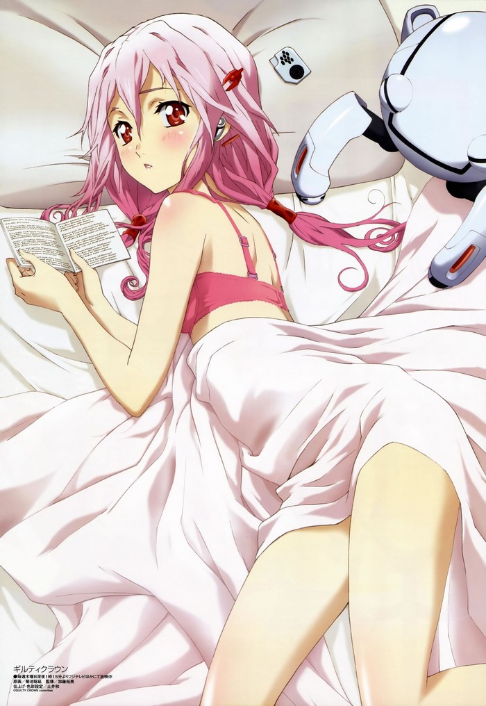 Yuzuriha Inori from Guilty Crown reading a book