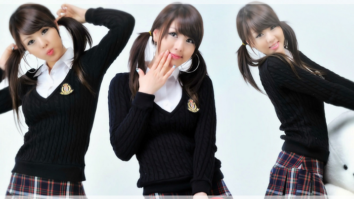 Collage of Hwang Mi Hee in school uniform