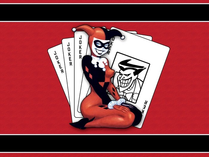 Harley Quinn and Joker cards illustration