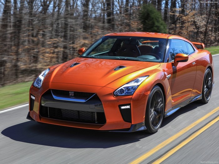 Orange Nissan GT-R Sports Car on Road