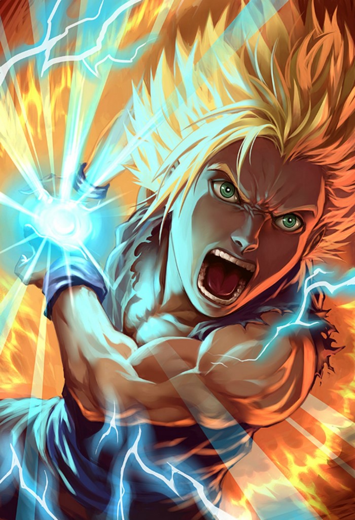 Son Goku from Dragon Ball powering up