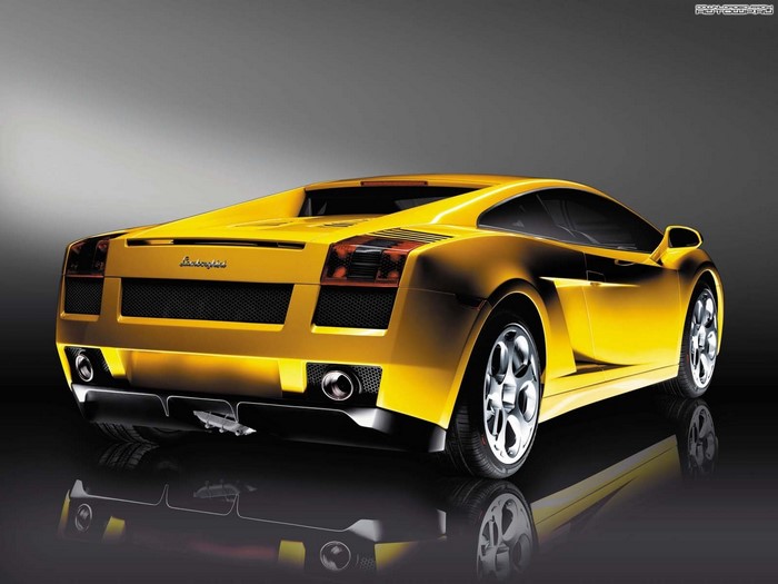 Yellow Lamborghini Gallardo sports car rear view