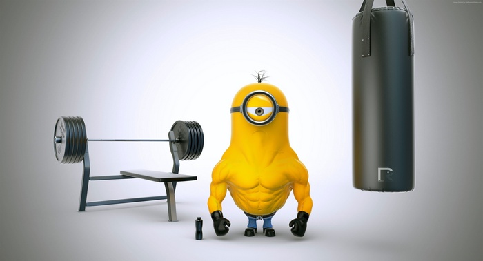 Minion from Despicable Me 3 at the gym