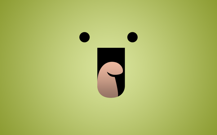Minimalist cartoon face with tongue sticking out