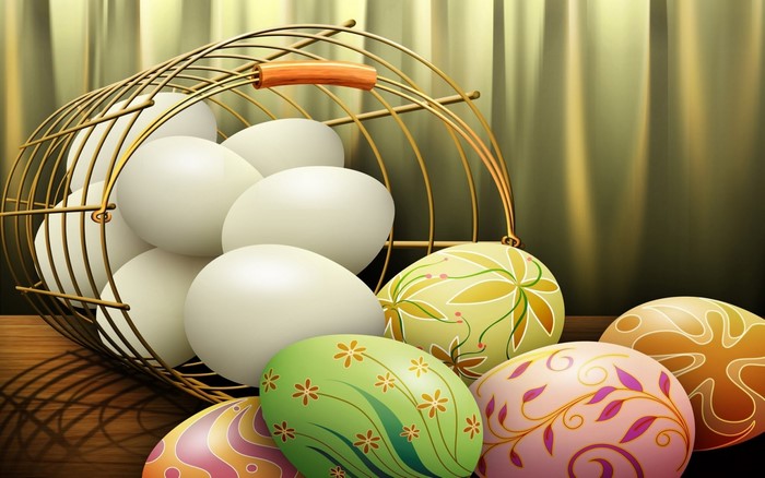 Easter eggs in a basket