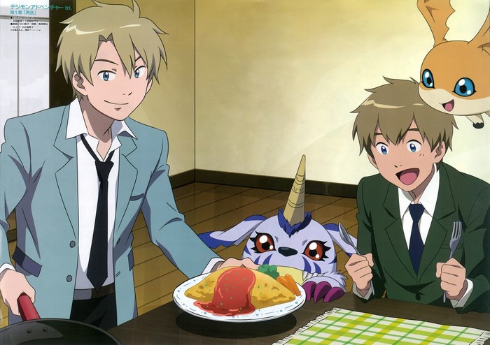 Digimon Adventure tri. Yamato Ishida and Koushiro Izumi with Digimon