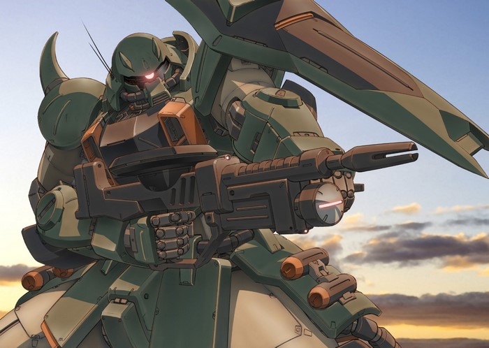 soldier, mech, desert, Gundam, military, machine, Marksman, Zaku II ...