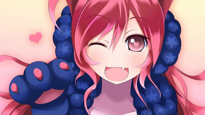 Anime girl with pink hair and blue star accessories