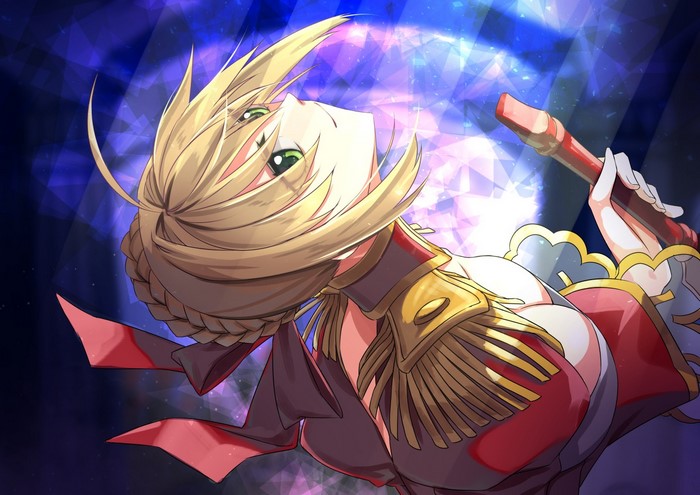 Saber Extra from Fate Series holding a recorder