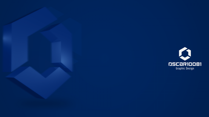 Abstract blue geometric logo with text