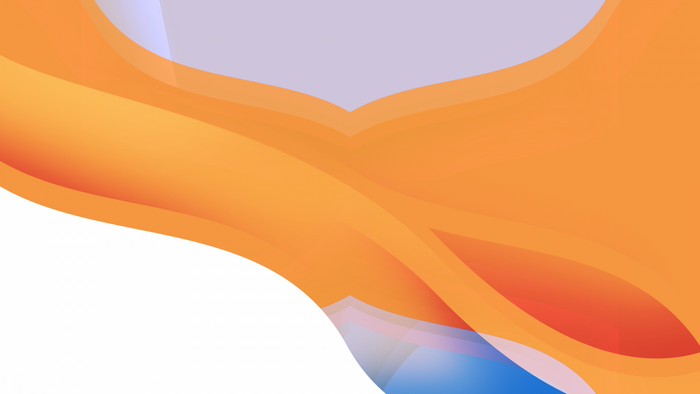 Abstract orange and blue flowing shapes