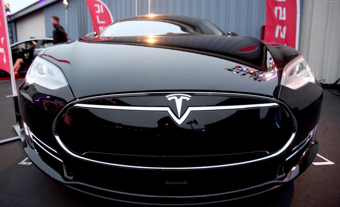 Black Tesla Model S front view