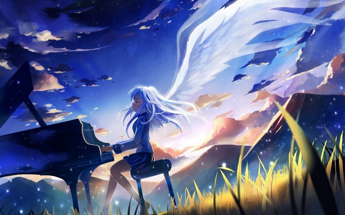 Kanade Tachibana from Angel Beats playing piano