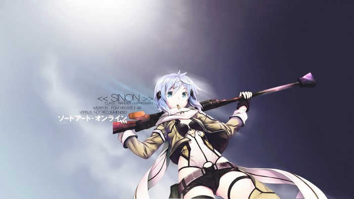 Sinon from Sword Art Online with a sniper rifle