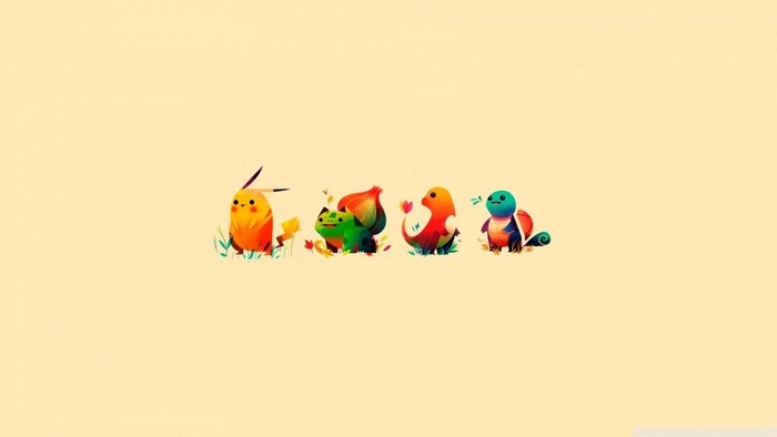 Pikachu, Bulbasaur, Charmander, and Squirtle from Pokemon