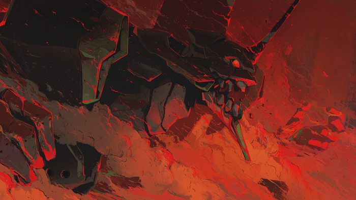 EVA Unit 01 from Neon Genesis Evangelion in red environment