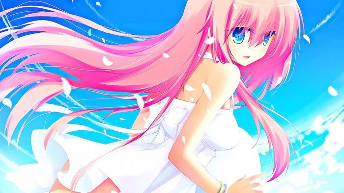 Megurine Luka from Vocaloid with pink hair and blue eyes
