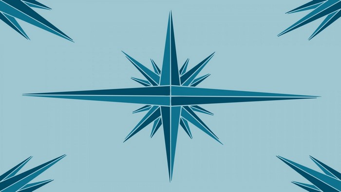 Blue geometric compass rose illustration
