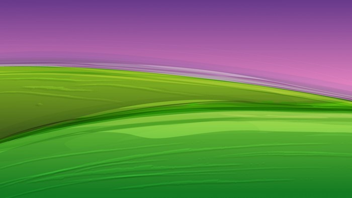 Abstract green field with purple sky