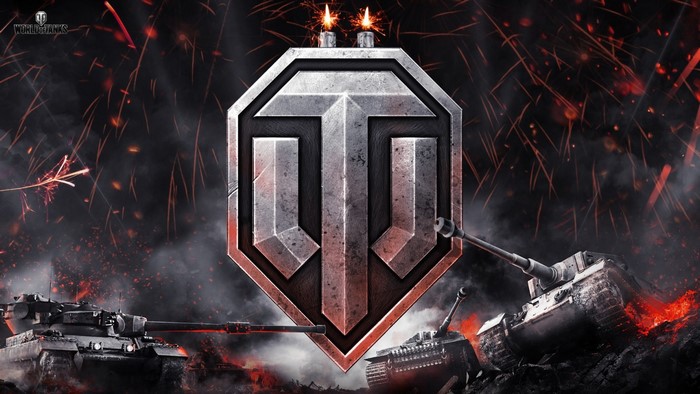 World of Tanks logo with tanks and fireworks