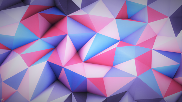 Abstract 3D geometric pattern with pink and blue triangles