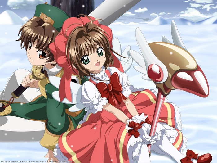 Sakura and Syaoran from Cardcaptor Sakura in the snow