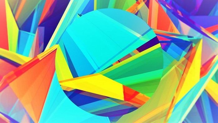 Abstract colorful geometric shapes with a circle