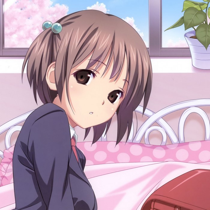 Anime girl with pigtails in a school uniform