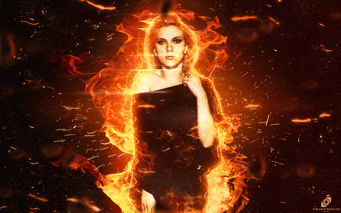 Scarlett Johansson engulfed in fire
