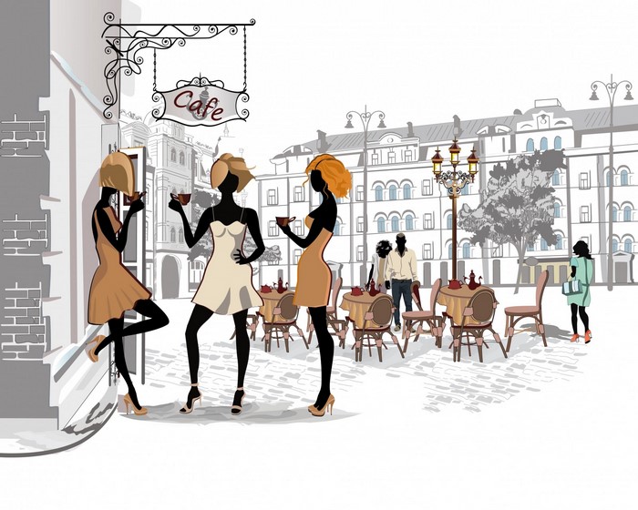 Women at a cafe in Paris