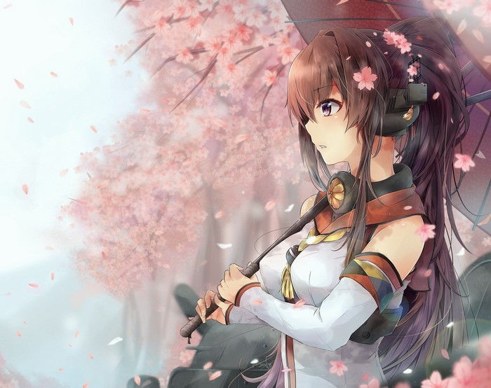 Yamato from Kantai Collection with Cherry Blossoms
