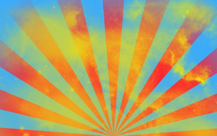 Sunburst pattern with colorful nebula clouds