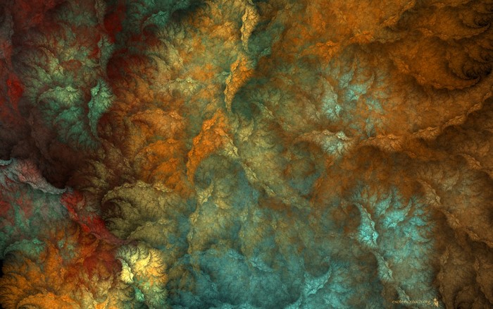 Abstract fractal painting with earthy and aquatic tones