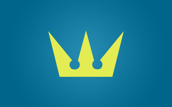 Yellow crown logo on blue background