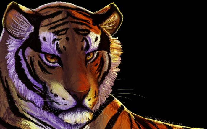 Close-up illustration of a tiger's face