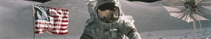 Astronaut on the Moon with American Flag