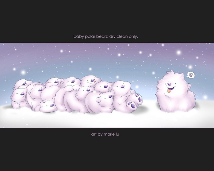Baby polar bears: dry clean only. Art by Marie Lu