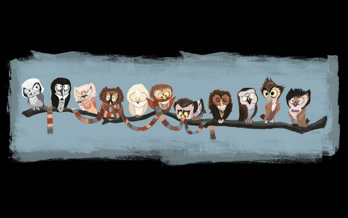 Owls dressed as Doctor Who characters